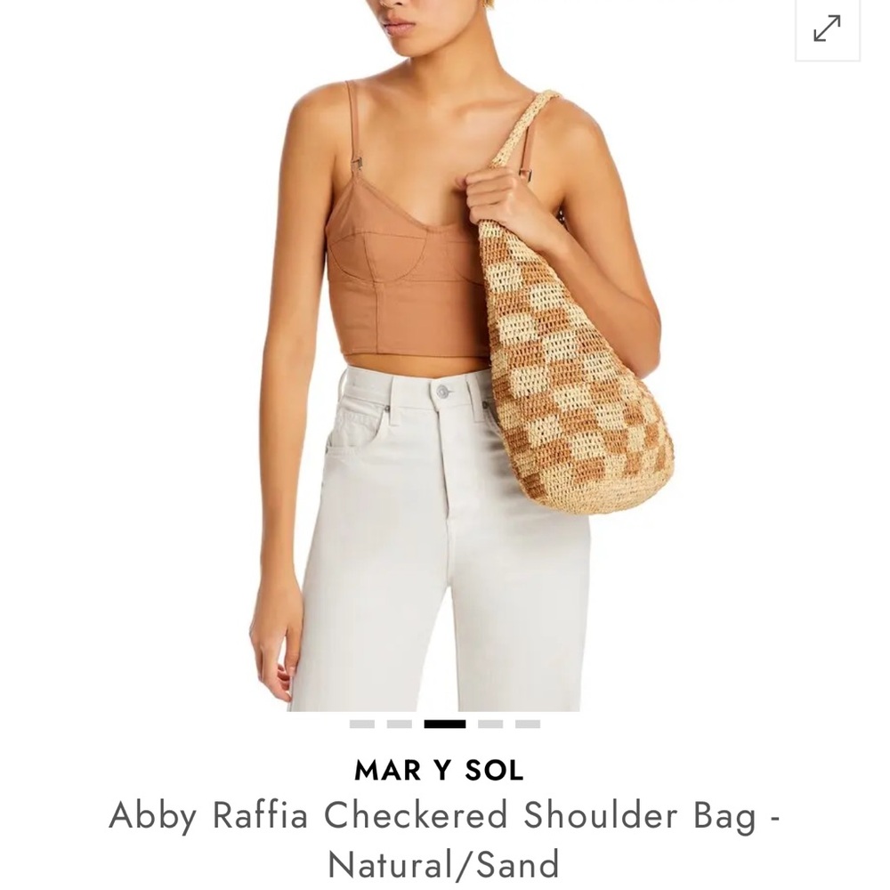 Mar Y Sol Raffia Checkered Shoulder Bag - Brown and Tan